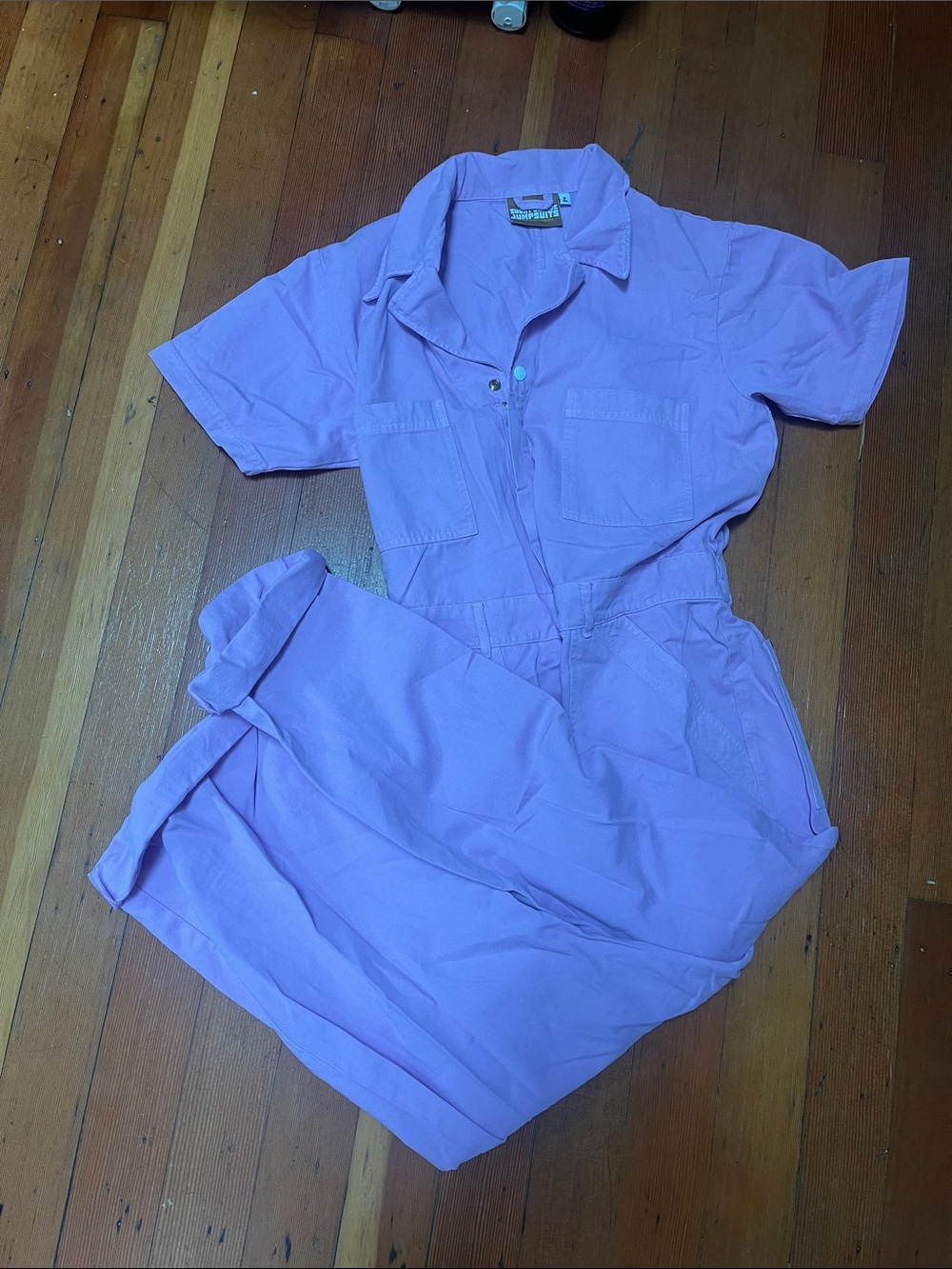 Lilac/ pink big bud press size Large Short-Sleeve Utility Jumpsuit